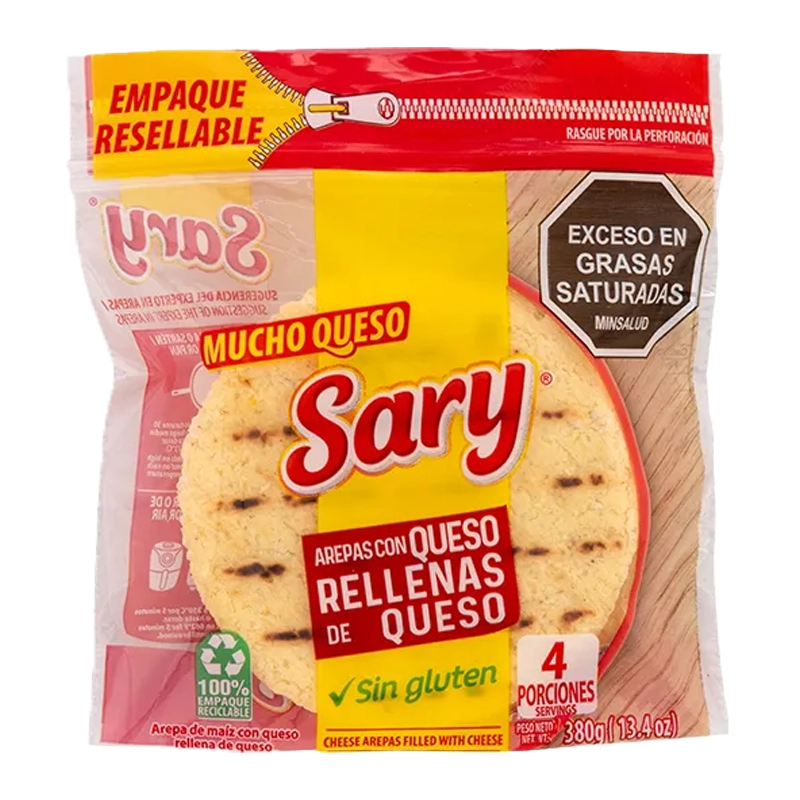 AREPA SARY DE MAIZ CON QUESO X 380 GR